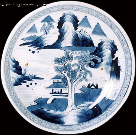 图5 亀山焼(约1860年)山水文大皿