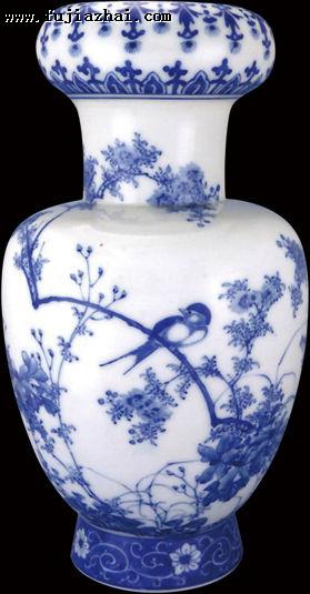 图12 1868年前后濑户青花花鸟纹瓷瓶