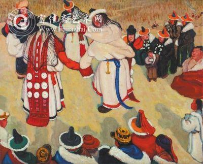 《蒙藏人民歌舞图》54cm×68cm1942年作油画嘉德供图