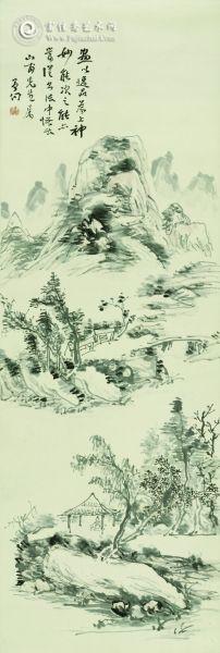 草亭独坐图(国画) 129×43.5厘米 黄宾虹