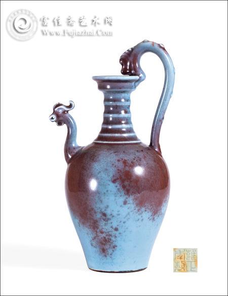 清雍正 仿钧釉龙柄凤首壶 H 34.3cm