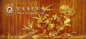 潘西凤制留青菊石图笔筒（展开图）