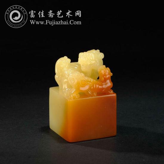 芙蓉石 母子情方章 第十五届海峡艺交会藏品