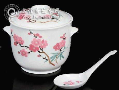 7501 瓷,水点梅花,饭鼓、汤勺